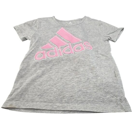 Adidas and Puma Gray T-Shirt Lot Pink Logo Girls Size 4/5 Set JJ3932 - Picture 1 of 7